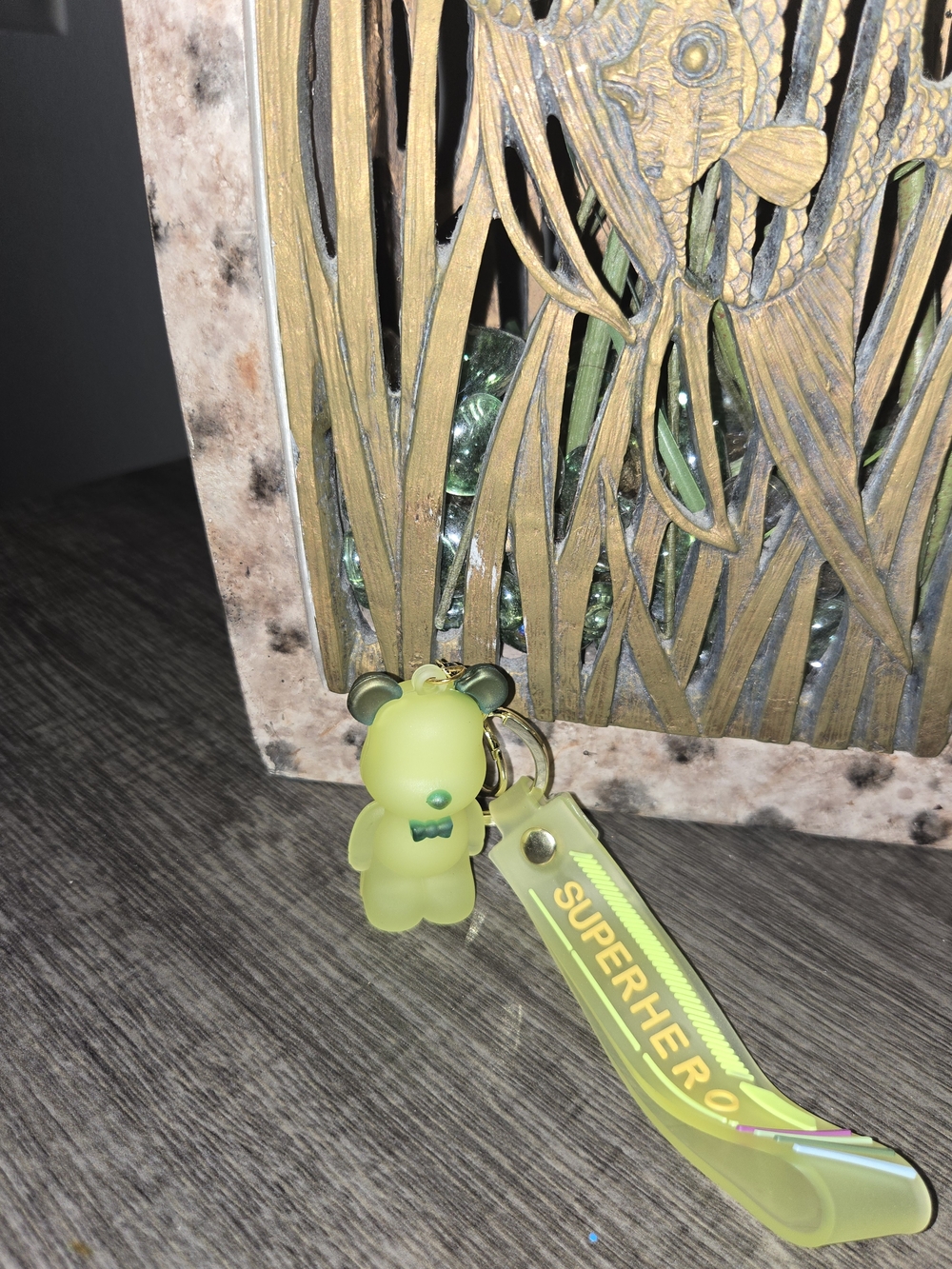 Neon Green Bear Keychain